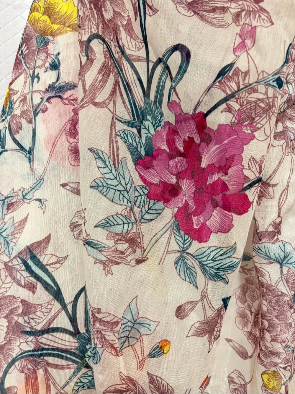 Floral Pom-Trim Lightweight Women’s Scarf - Pink Multi